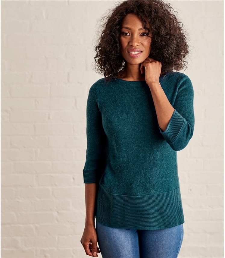 Dark Teal | Womens Alpaca Mix Boatneck Jumper | WoolOvers AU