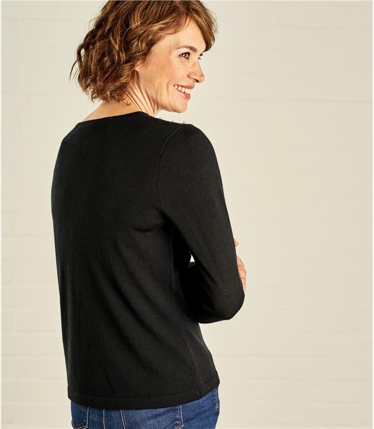 Black | Womens Pearl Jumper | WoolOvers AU