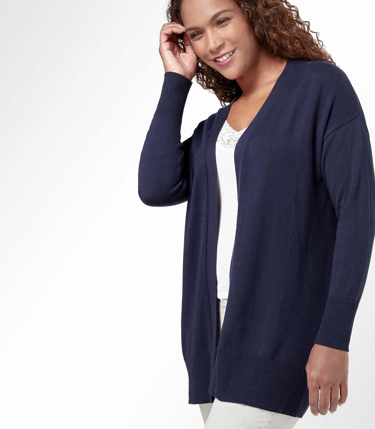 Classic Navy 10 Cashmere & 90 Cotton Womens Cashmere & Cotton Edge