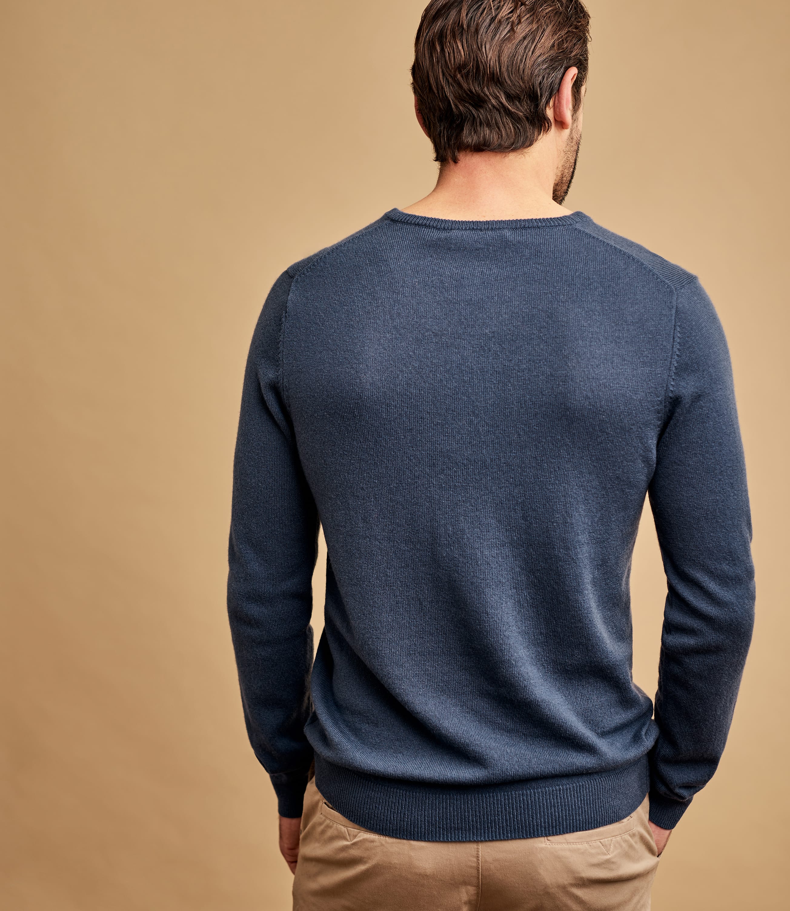 Dusk Blue 20 Cashmere & 80 Merino Mens Cashmere & Merino V Neck